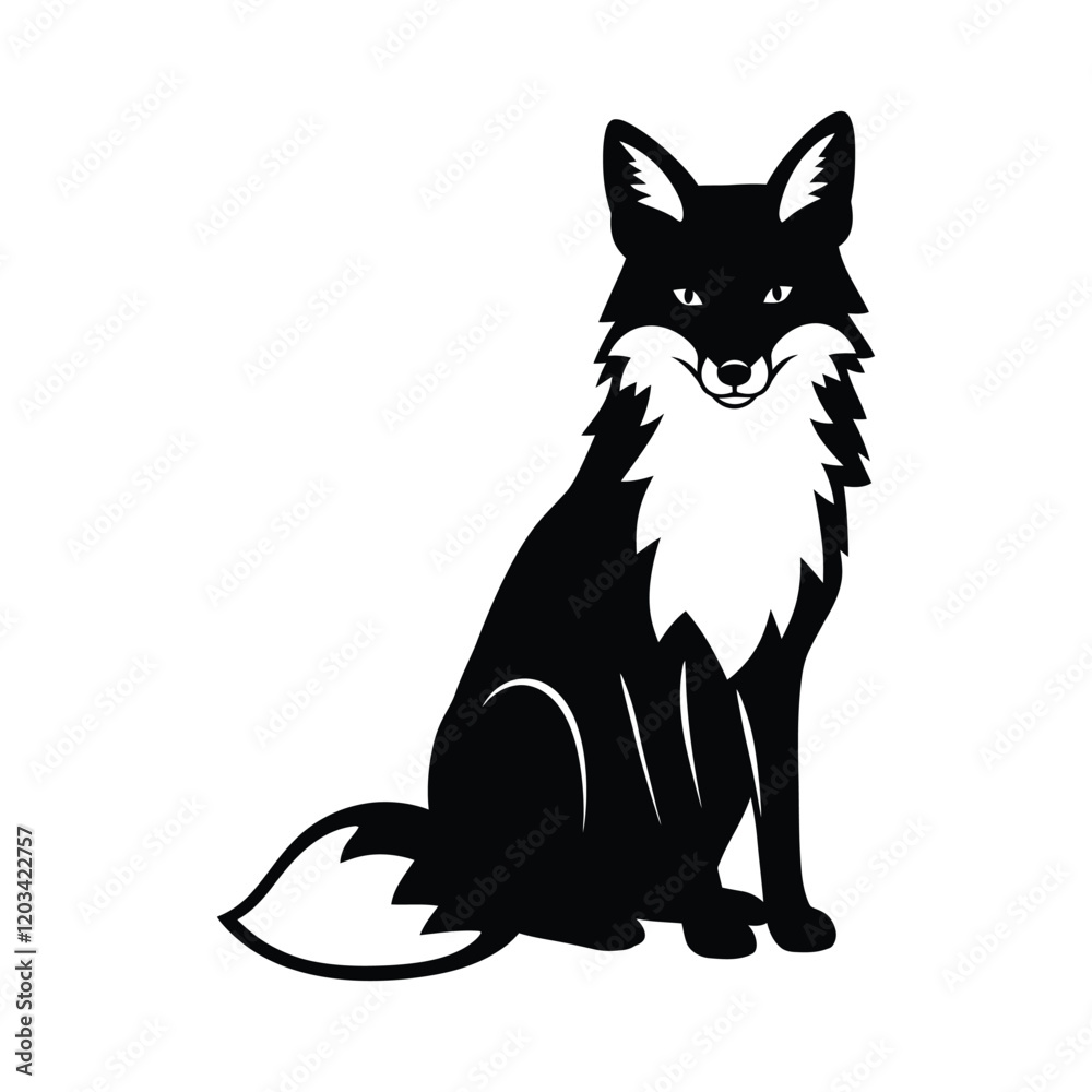 Obraz premium Fox silhouette vector graphic.