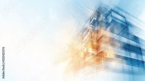 Architectural blueprint showcasing growth lines, representing strategic business development and foundational planning for success