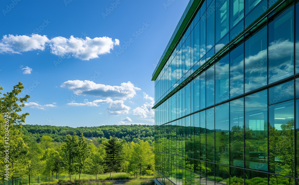 Fototapeta premium glass building in a forest