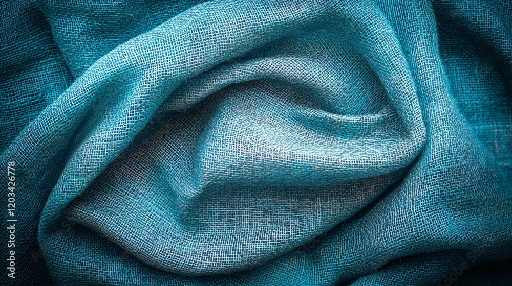 Teal Blue Burlap Fabric Texture Background Draped Close Up Teal Blue Burlap Fabric Texture Background Draped Close Up