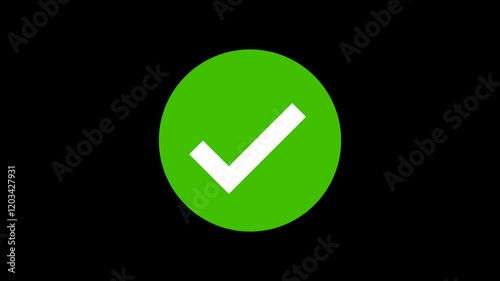 Tick Mark, Check Mark Voting Sign True Answer, Right Statement Sign Symbol 4k Resolution Motion Graphics Video Footage with Alpha Channel No Background