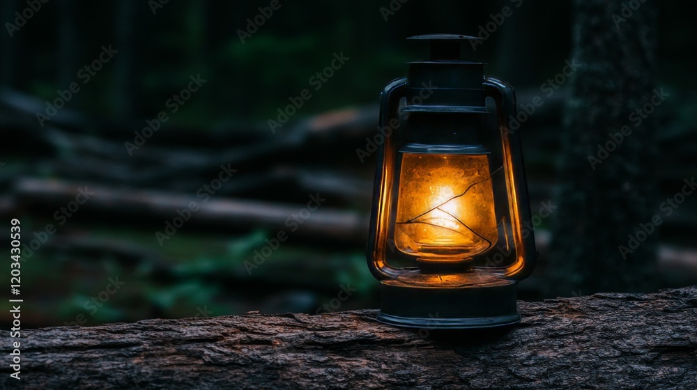 Glowing Lantern in Dark Forest Night Scene (2) Glowing Lantern in Dark Forest Night Scene (2)