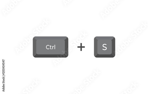 Keyboard shortcuts Crtl + S in isometric style. Illustration of keyboard elements.