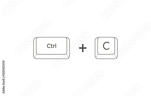 Crtl + C keyboard shortcuts in flat style