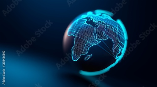 Blue Globe Digital Network Connections in Futuristic Design photo
