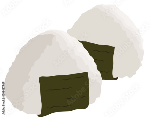 Onigiri RIce Ball Japanese Food Illustration Isolated on White Background