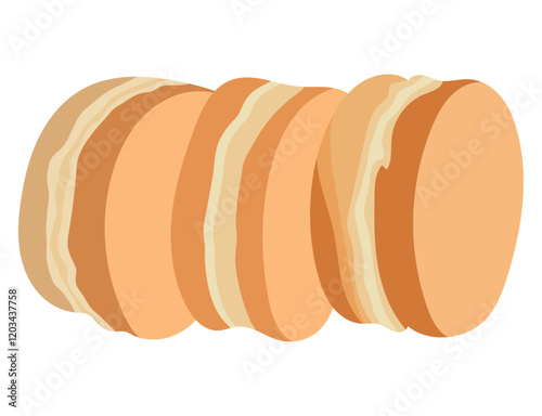 Imagawayaki or Japanese Red Beans Paste Pancake Illustration Isolated on White Background