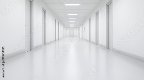 Blurred background of a hospital or clinic corridor, depicting a calm, medical environment with soft lighting, offering a sense of cleanliness, professionalism, and healthcare settings.
