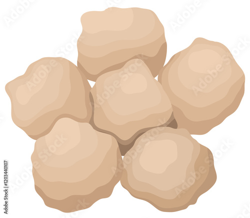 Fish Ball Shrimp Frozen Food Illustration Isolated on White Background