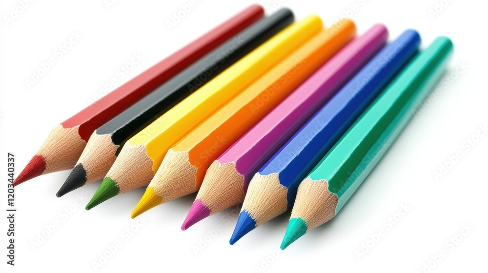 Colorful pencils arranged in a row showcasing vibrant hues perfect for art and creativity Colorful pencils arranged in a row showcasing vibrant hues perfect for art and creativity