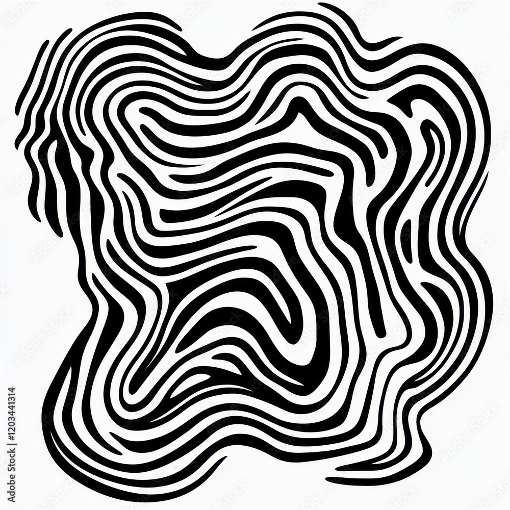 Abstract black and white wavy line pattern