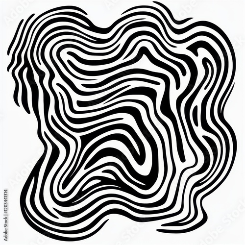 Obraz na płótnie Abstract black and white wavy line pattern w salonie
