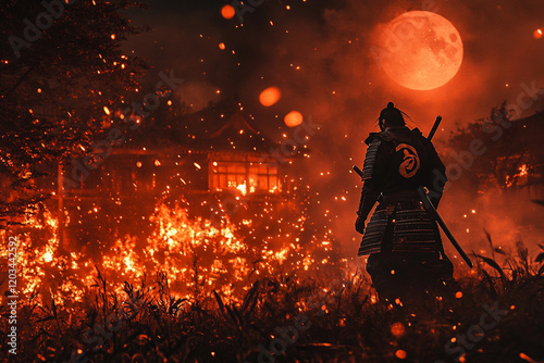 Legendary samurai depicted in dramatic battle scenes and serene landscapes
