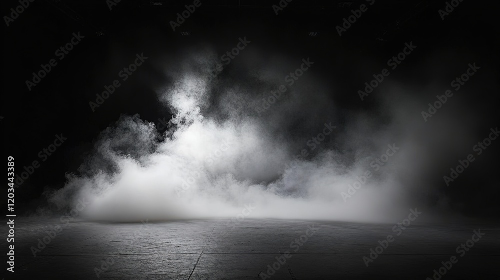 Dark background with smoke and fog on the ground, empty scene for product presentation. Dark background with smoke and fog on the ground, empty scene for product presentation.