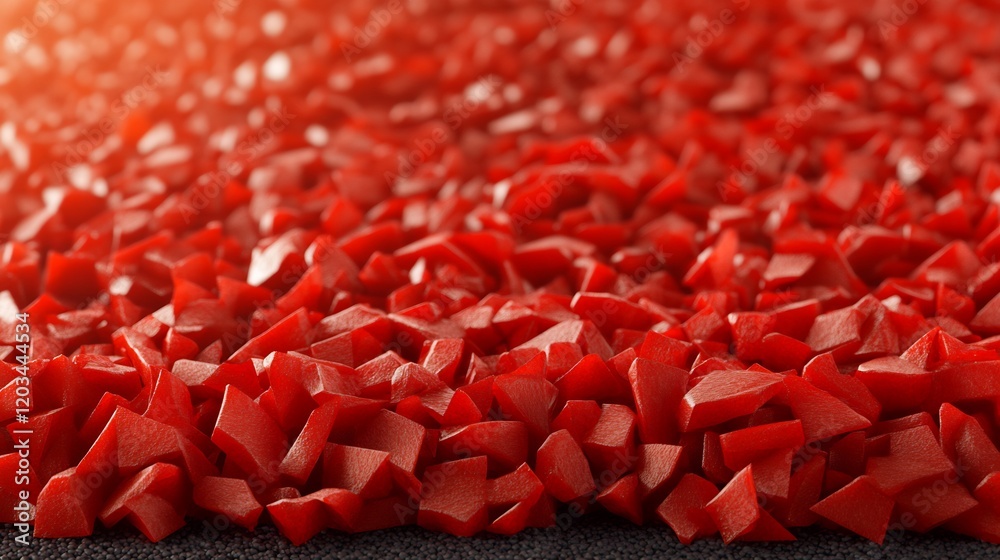 Obraz premium Vibrant Red Geometric Fragments Gleam Warm Light. AI Generated