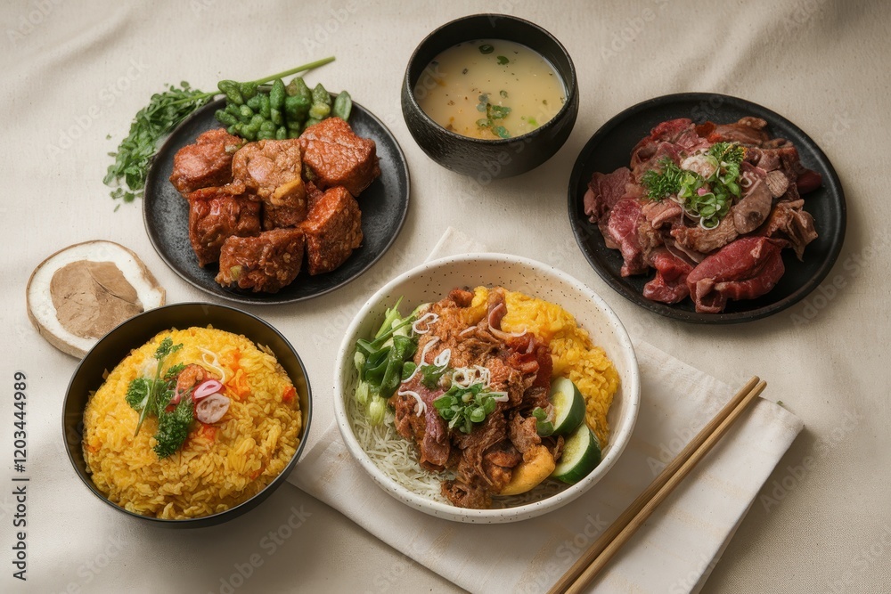 Delicious Asian Cuisine Food Platter Presentation Delicious Asian Cuisine Food Platter Presentation