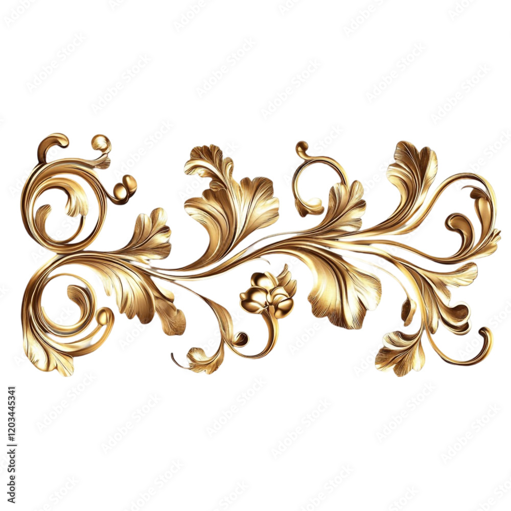 Fototapeta premium Golden Baroque Ornament Floral Design Abstract Background,