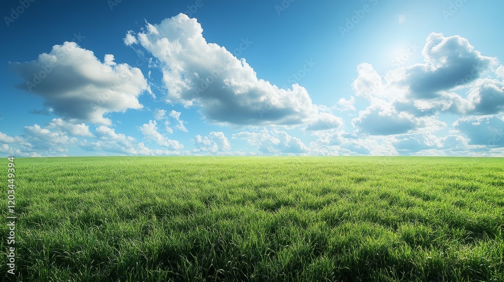 Fototapeta premium Open prairie under dramatic clouds, central empty space for text 
