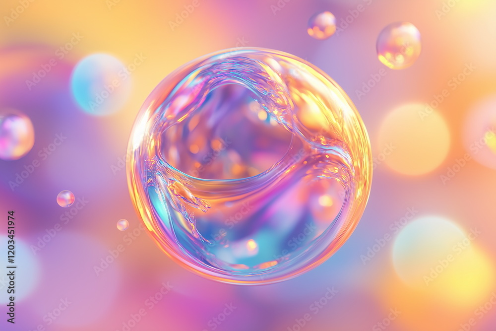 Floating bubble in vibrant colors abstract setting digital art ethereal environment close-up view captivating concept Floating bubble in vibrant colors abstract setting digital art ethereal environment close-up view captivating concept