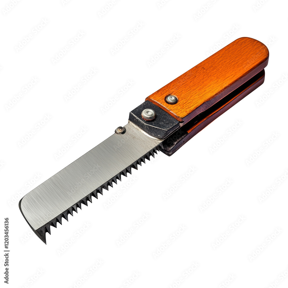 Versatile Folding Knife with Wooden Handle on a white background. Versatile Folding Knife with Wooden Handle on a white background.