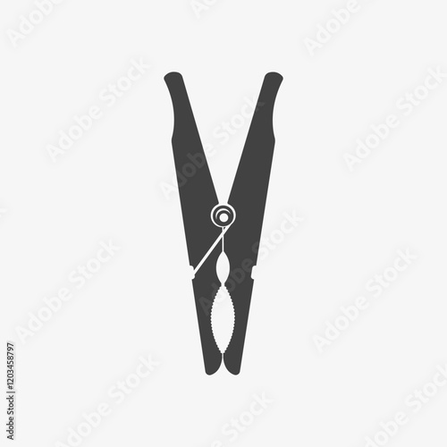 Clothes peg black icon illustration. Vector