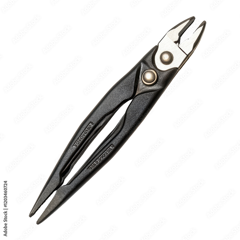 Precision Black Pliers for Fine Work with Transparent Background Precision Black Pliers for Fine Work with Transparent Background