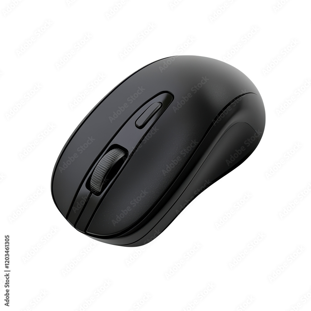 Sleek Black Wireless Computer Mouse with Transparent Background Sleek Black Wireless Computer Mouse with Transparent Background