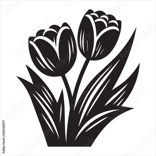 Vibrant Tulipa Plant Clipart for Custom Artwork
