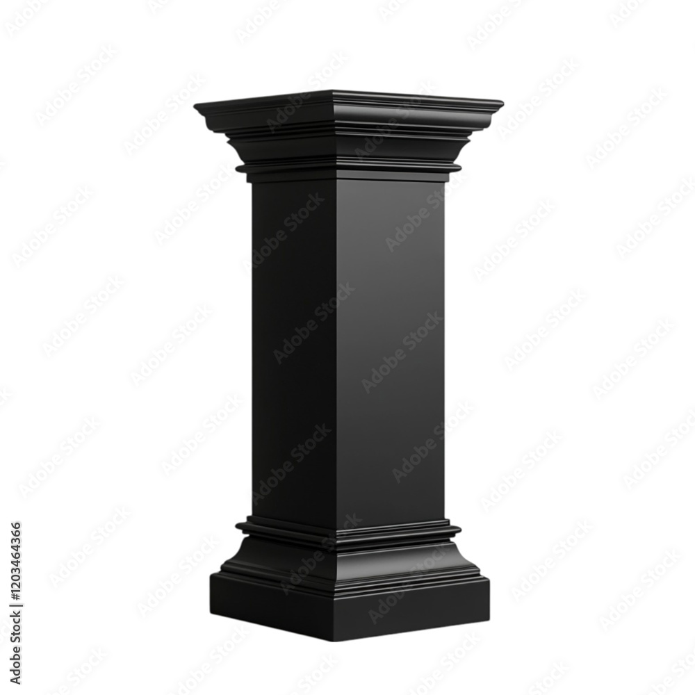 Black Square Column Classical Design 3D Render, Black Square Column Classical Design 3D Render,