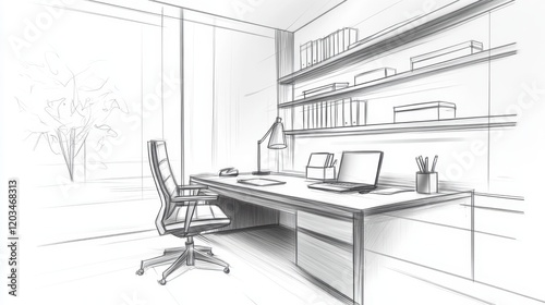 Obraz na płótnie Black and white office sketch drawing w salonie