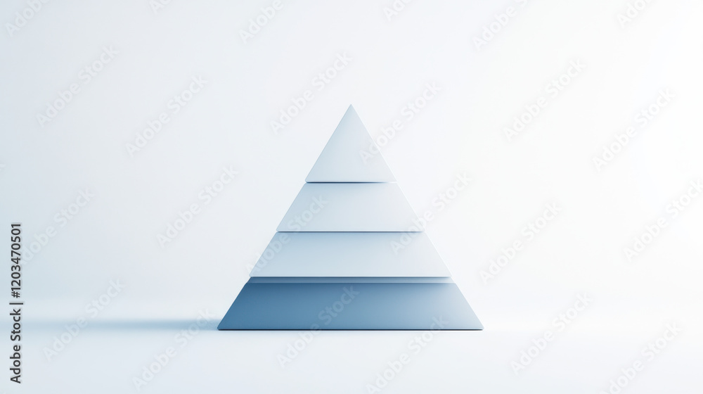 A minimalist, three-dimensional pyramid with layered shades of blue and white, set against a light background, evoking a sense of calm and simplicity. A minimalist, three-dimensional pyramid with layered shades of blue and white, set against a light background, evoking a sense of calm and simplicity.