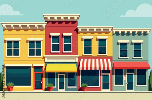 Colorful Storefronts on a Small Town Street