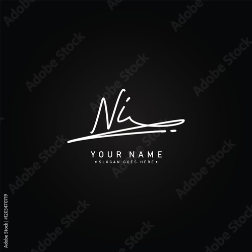 NI Signature Logo - Handwritten Vector Logo Template for NI Alphabet