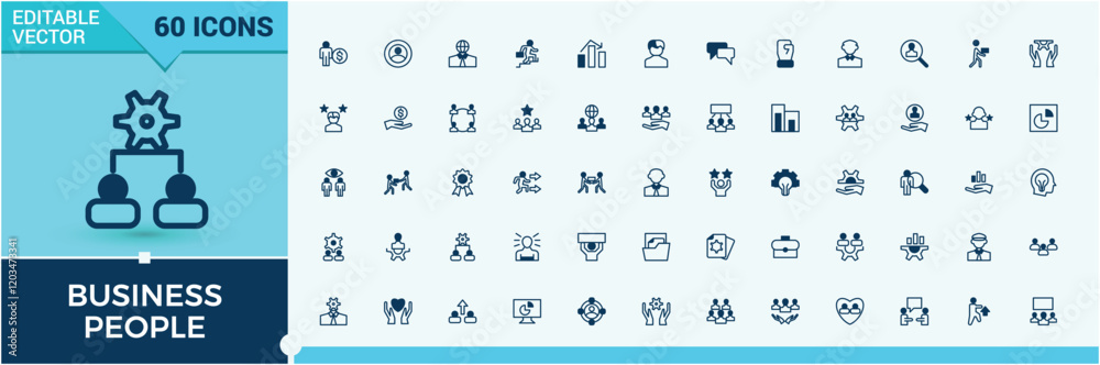 Business People vector line icon set. Contains related to management, relationship, business, career, merger, help, interaction and more. Simple line vector. Solid line editable vector illustration. Business People vector line icon set. Contains related to management, relationship, business, career, merger, help, interaction and more. Simple line vector. Solid line editable vector illustration.