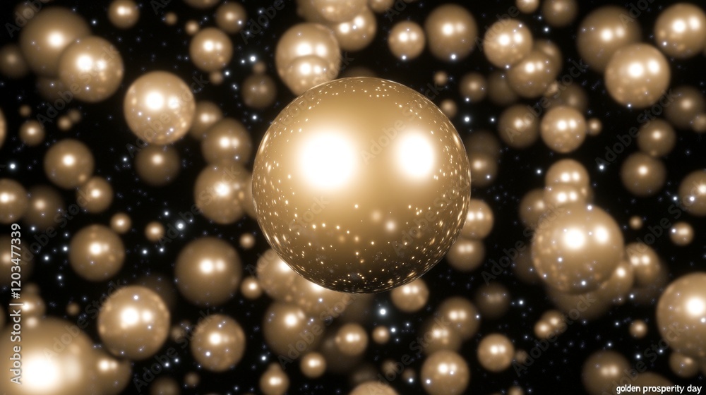 Golden Sphere Galaxy Abstract Cosmic Background