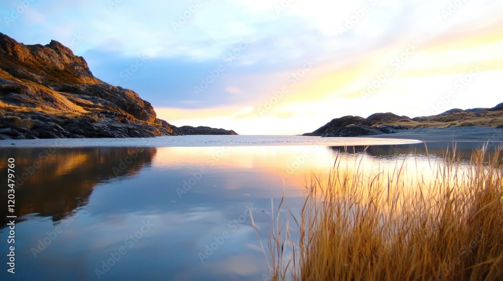 Fototapeta premium Serene Sunset Lake Reflection