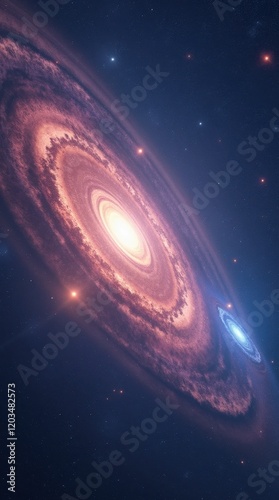 Mystical Glowing Rings and Celestial Bodies in the Night Sky