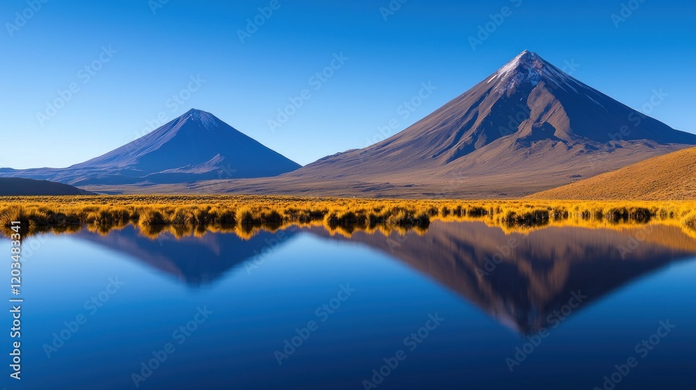 Fototapeta premium Volcano Reflections in Still Lake