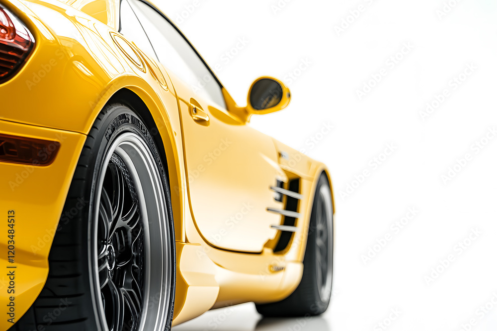Close-up of a sleek yellow supercar featuring water droplets on its surface, captured in dynamic detail. The wet ground adds a reflective effect, highlighting the car's sporty design. Close-up of a sleek yellow supercar featuring water droplets on its surface, captured in dynamic detail. The wet ground adds a reflective effect, highlighting the car's sporty design.