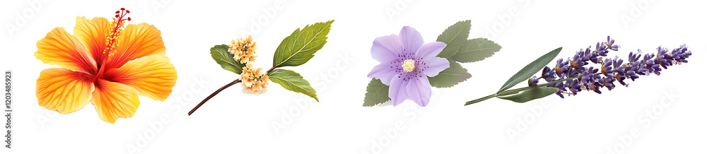 Obraz premium set of yellow flowers head isolated on white background PNG.AI GENERATED