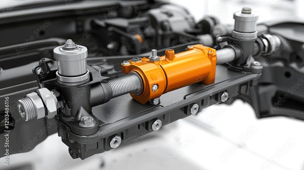 A mechanic tightening bolts on a car's suspension using a torque wrench. A mechanic tightening bolts on a car's suspension using a torque wrench.