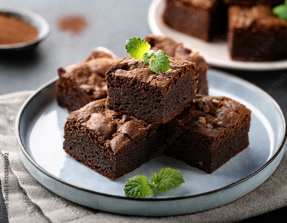 Fresh pieces of delicious chocolate brownies Fresh pieces of delicious chocolate brownies