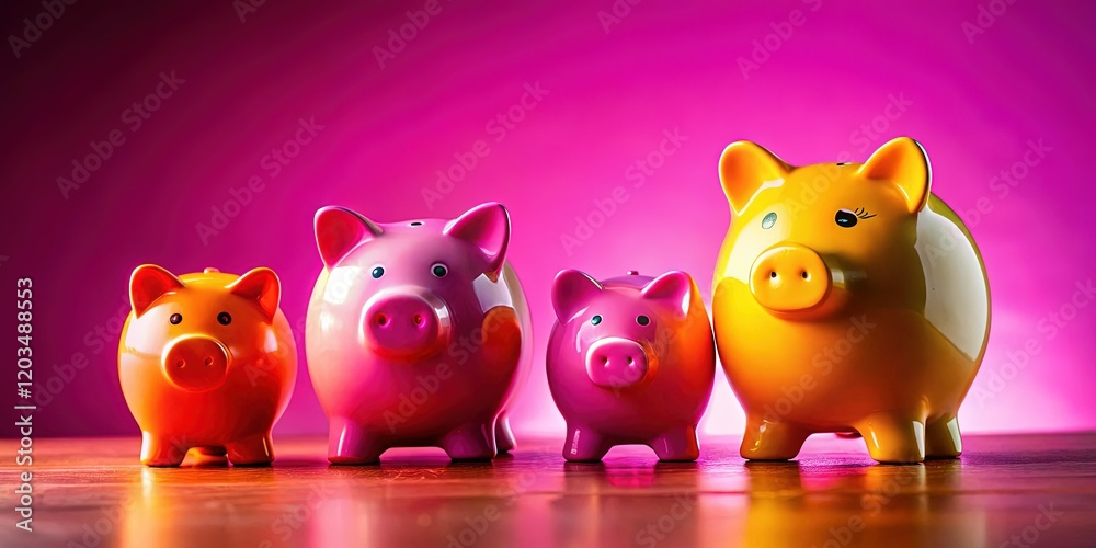 Cute Piggy Bank Silhouette Surgery, Pink Background Stock Photo Cute Piggy Bank Silhouette Surgery, Pink Background Stock Photo