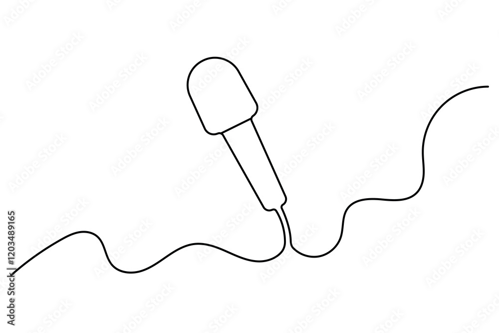 Obraz premium Microphone continuous one line drawing of outline vector illustration