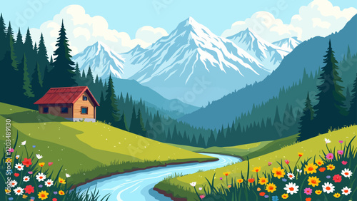 landscape with mountains