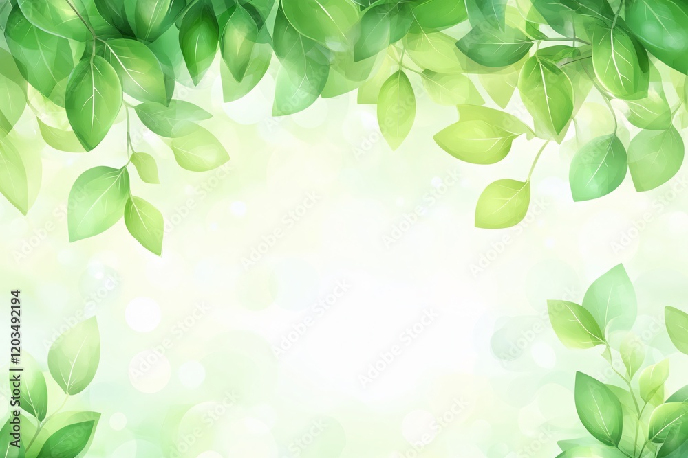 Vibrant Green Leaves Border Spring Nature Background Vibrant Green Leaves Border Spring Nature Background