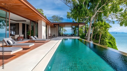 Wallpaper Mural luxury villa infinity pool ocean view - luxury lifestyle Torontodigital.ca