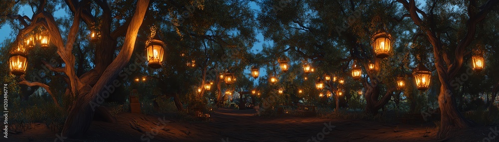 Tilted angle view of a mystical forest