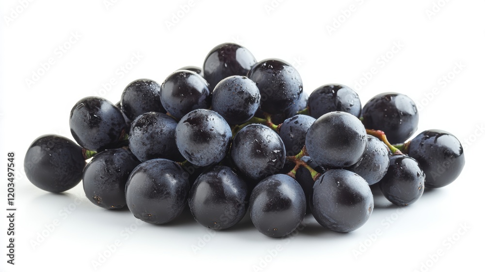 Fresh black grapes gathered together on a plain surface showcasing their rich color and glossy texture Fresh black grapes gathered together on a plain surface showcasing their rich color and glossy texture
