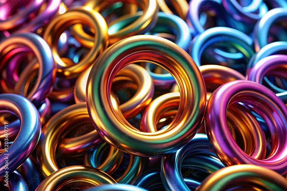 Abstract Looping 3D Metal Rings Animation - UHD Powder Coated Metal Texture Abstract Looping 3D Metal Rings Animation - UHD Powder Coated Metal Texture